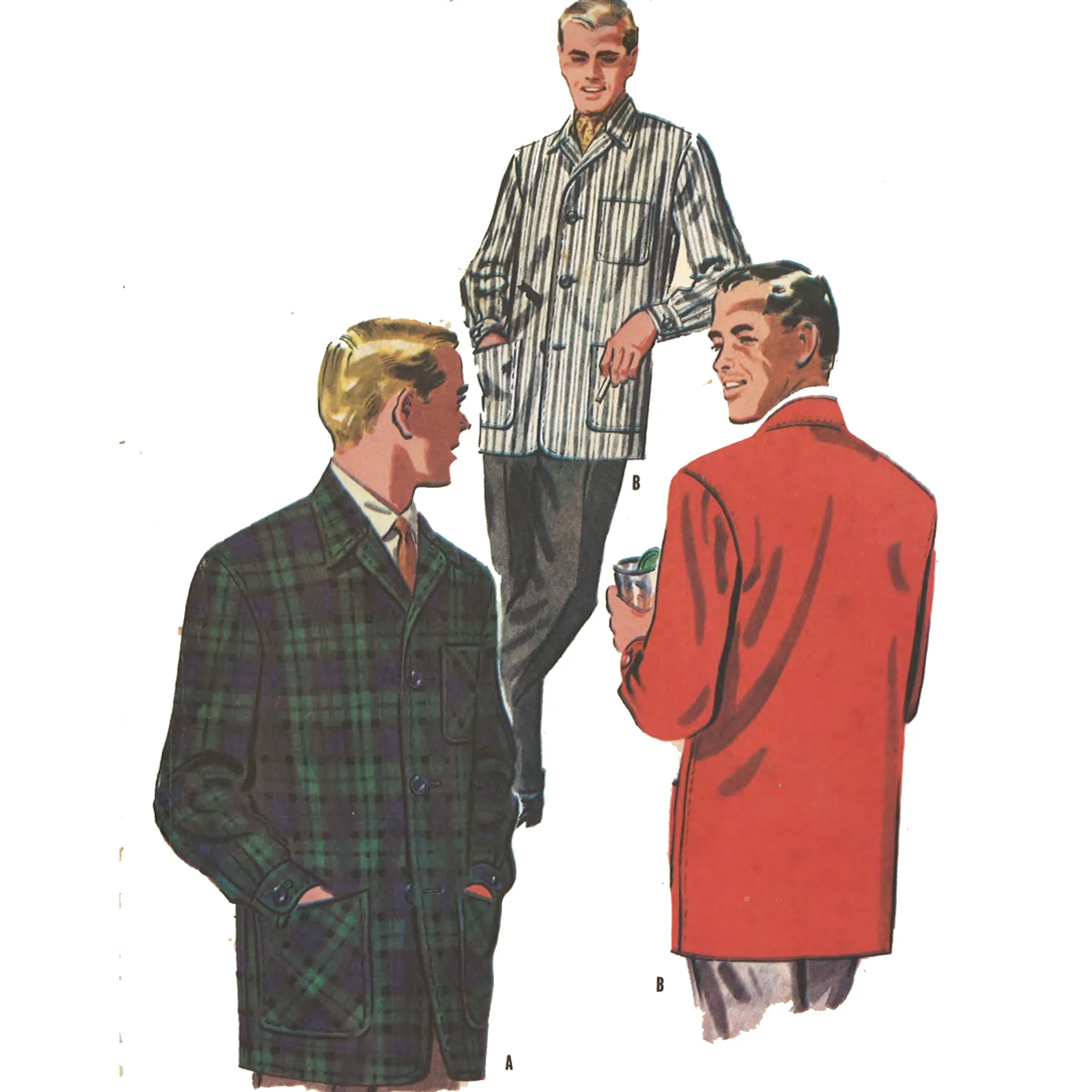 1950s Pattern, Men's Long Length Sports Jacket - Chest 38”- 40” (96.5cm-101.6cm)