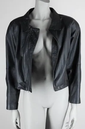 1990s Nordstrom Short Leather Bomber Jacket