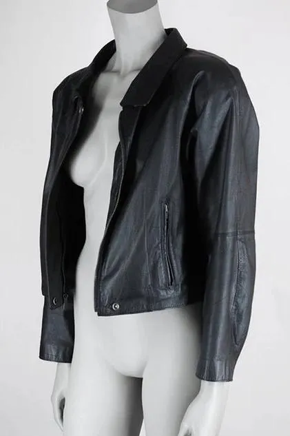 1990s Nordstrom Short Leather Bomber Jacket