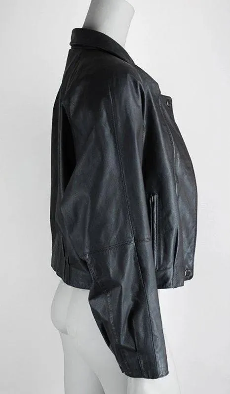 1990s Nordstrom Short Leather Bomber Jacket