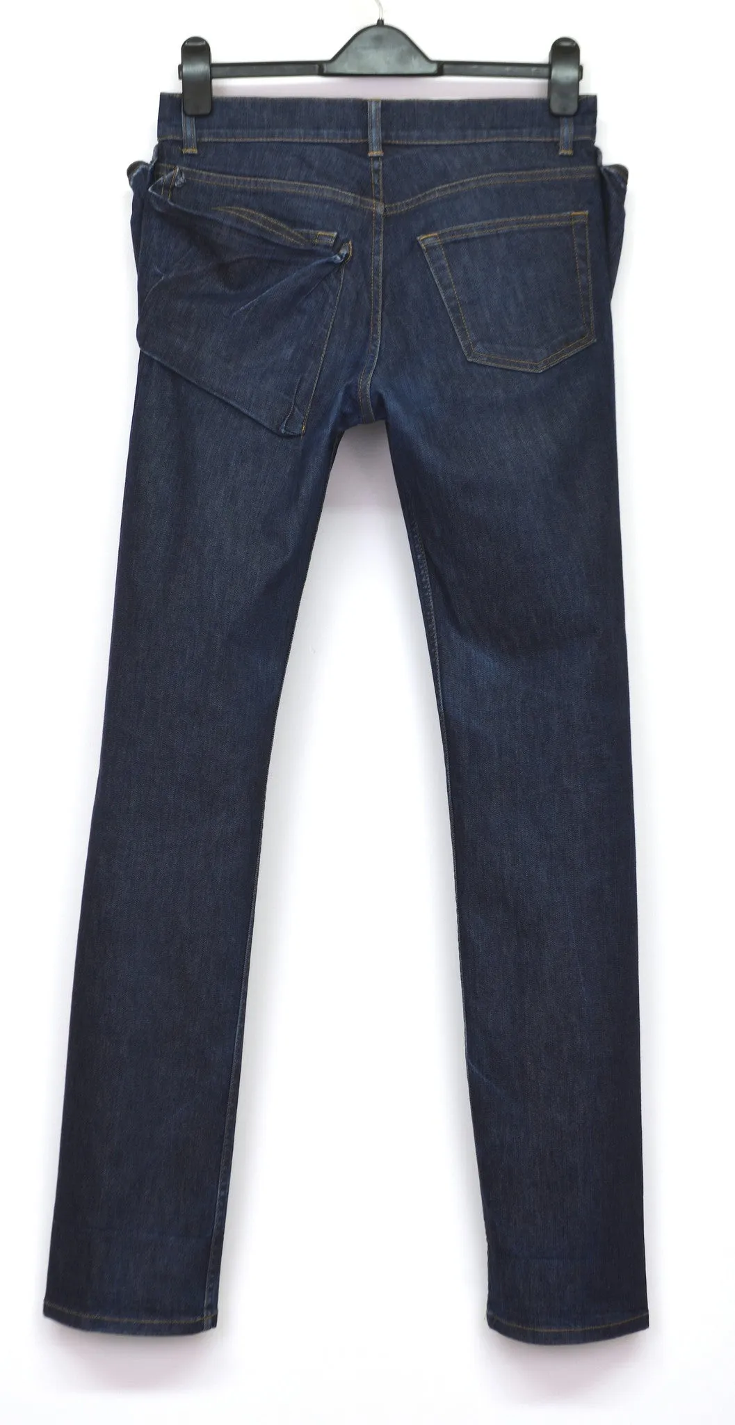 2004 Elastic Raw Denim Slim Jeans with Asymmetric Waist Pockets