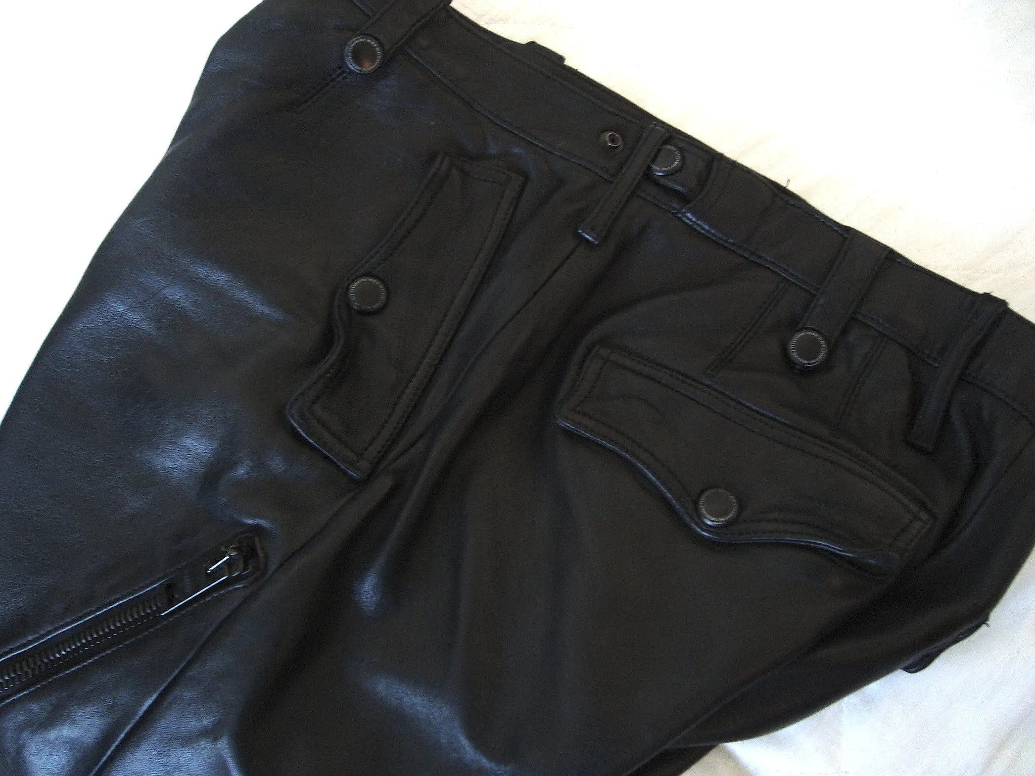 2011 Washed Leather Biker Trousers