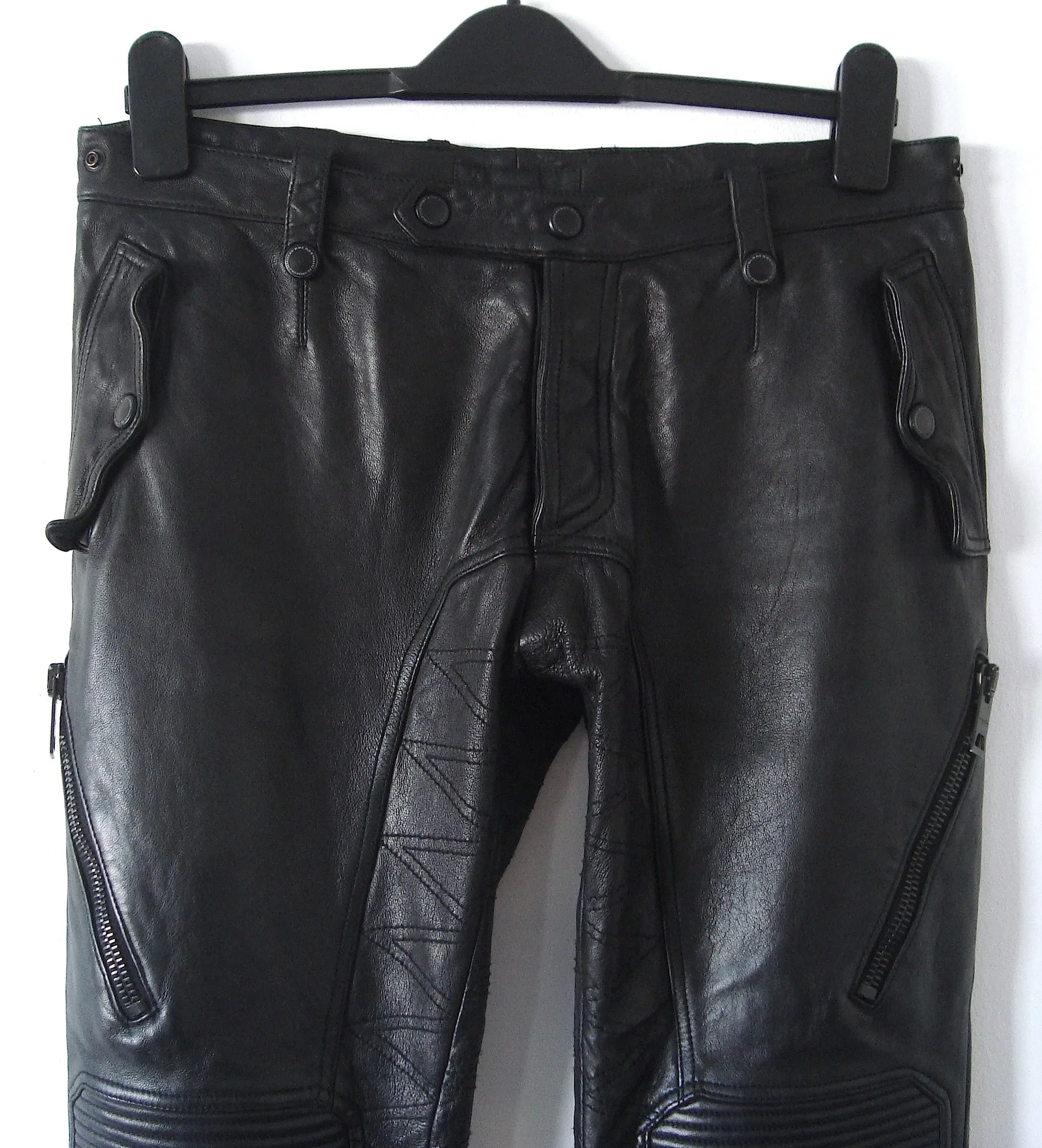 2011 Washed Leather Biker Trousers