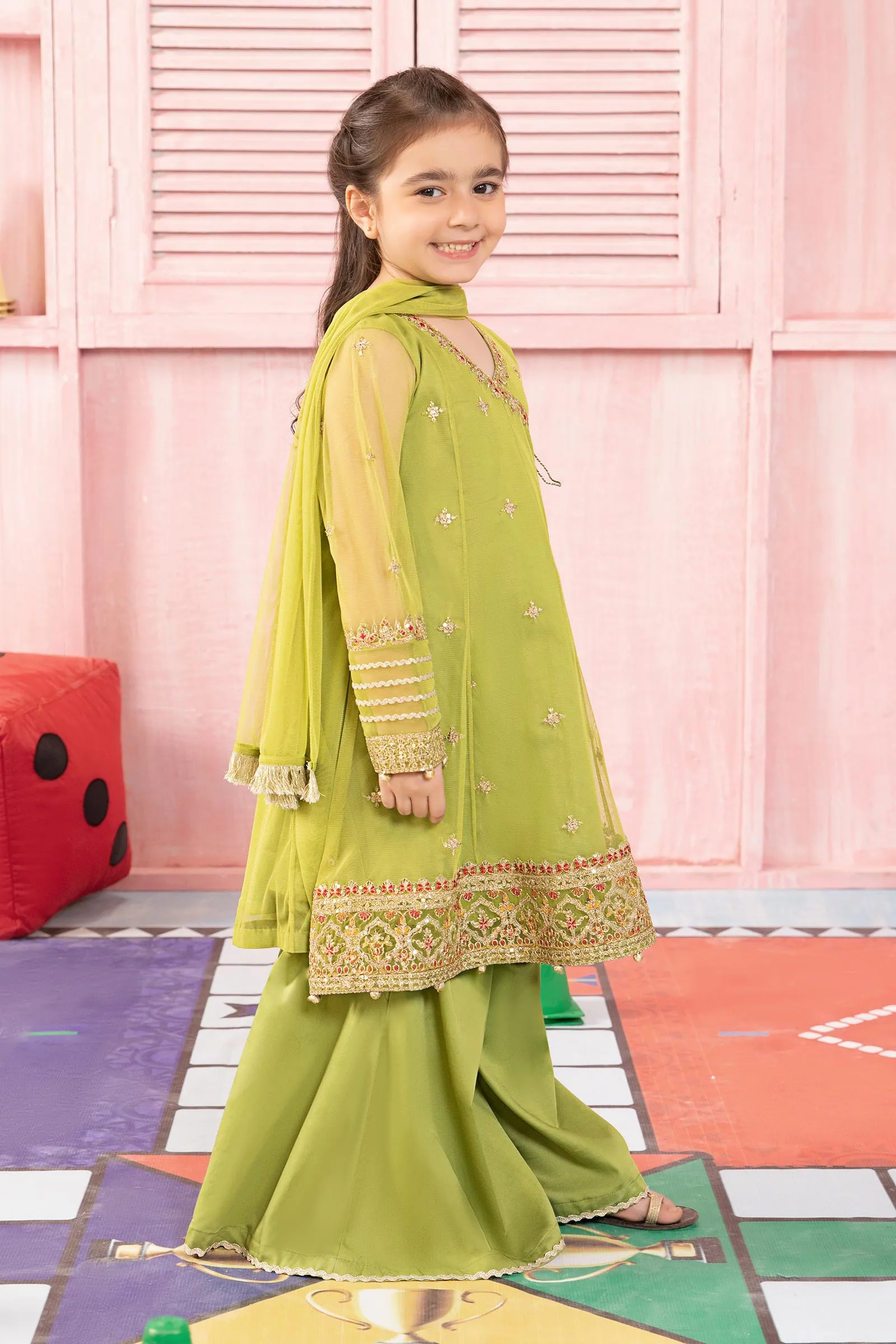 3 Piece Embroidered Net Suit | MKS-PF24-05