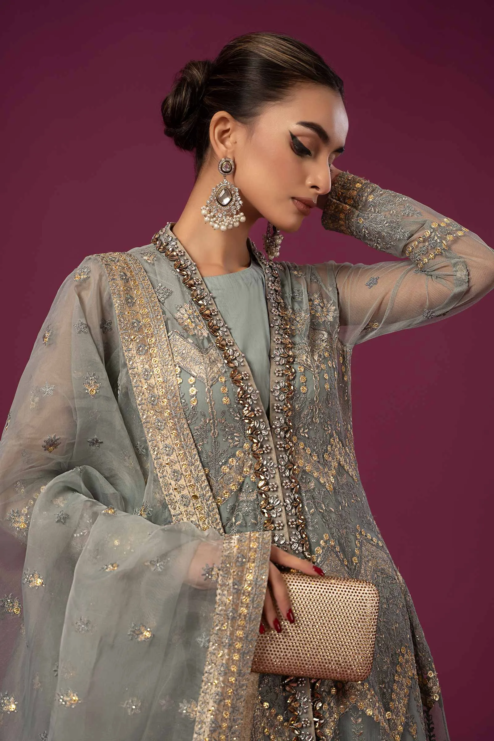 3 Piece Embroidered Net Suit | SF-EF24-28