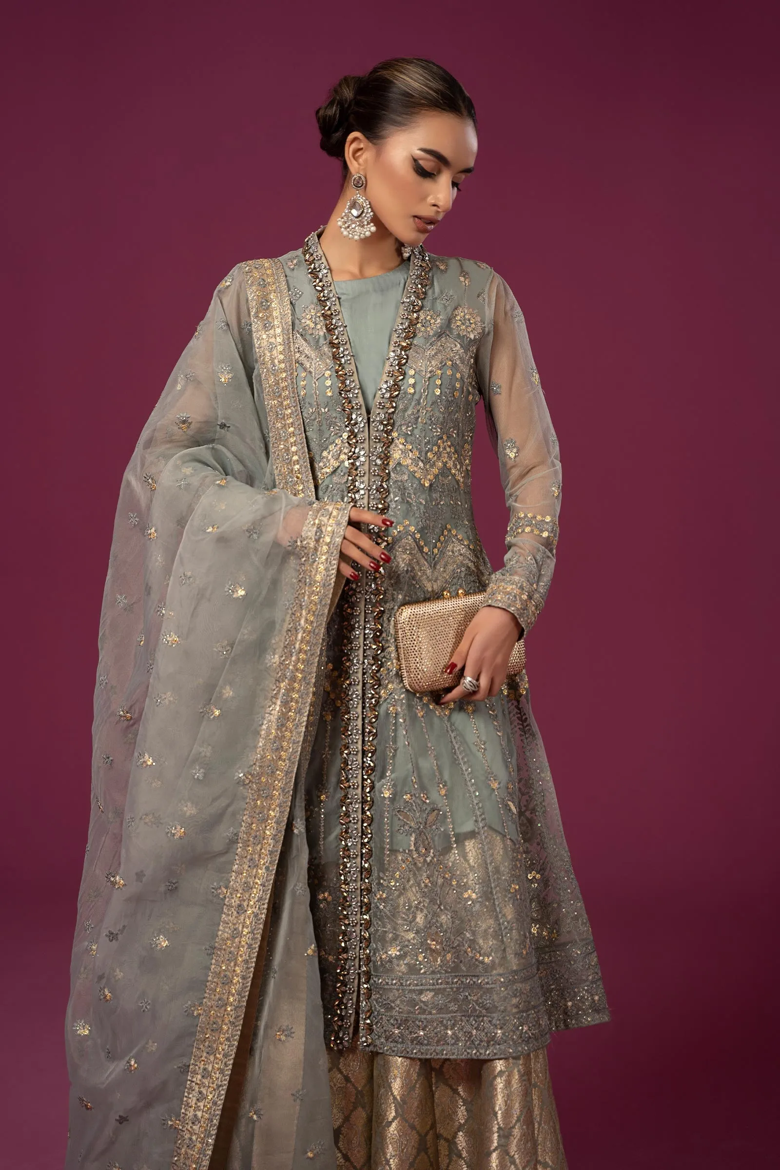 3 Piece Embroidered Net Suit | SF-EF24-28