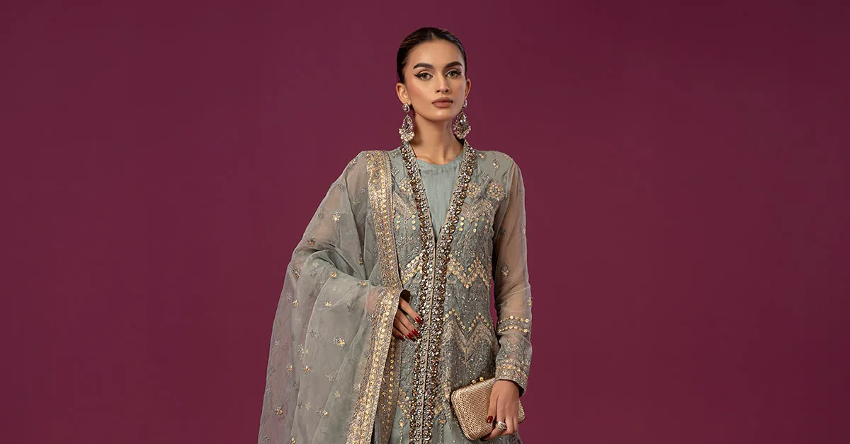 3 Piece Embroidered Net Suit | SF-EF24-28