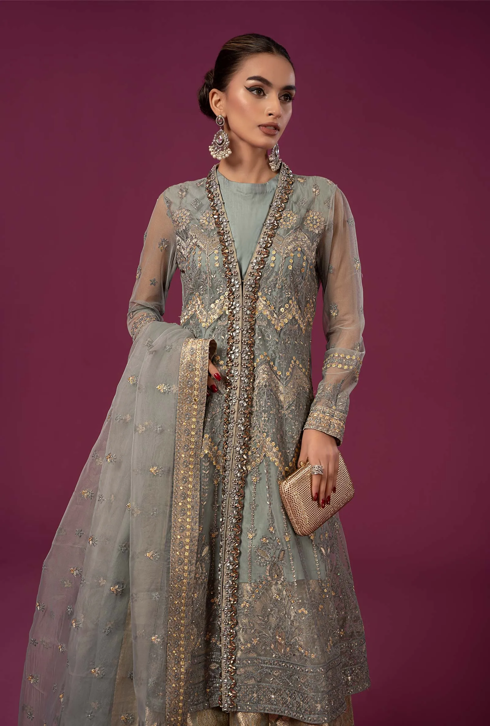 3 Piece Embroidered Net Suit | SF-EF24-28