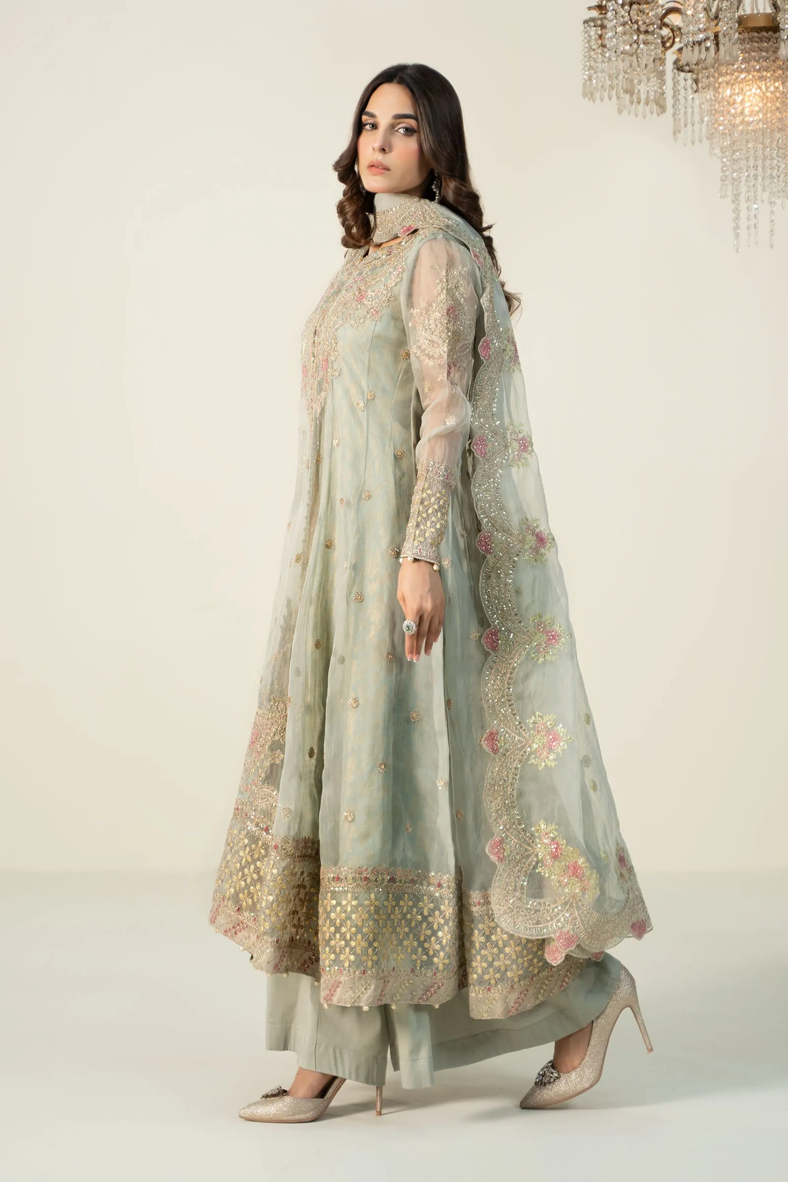 3 Piece Embroidered Organza Suit | SF-W24-01