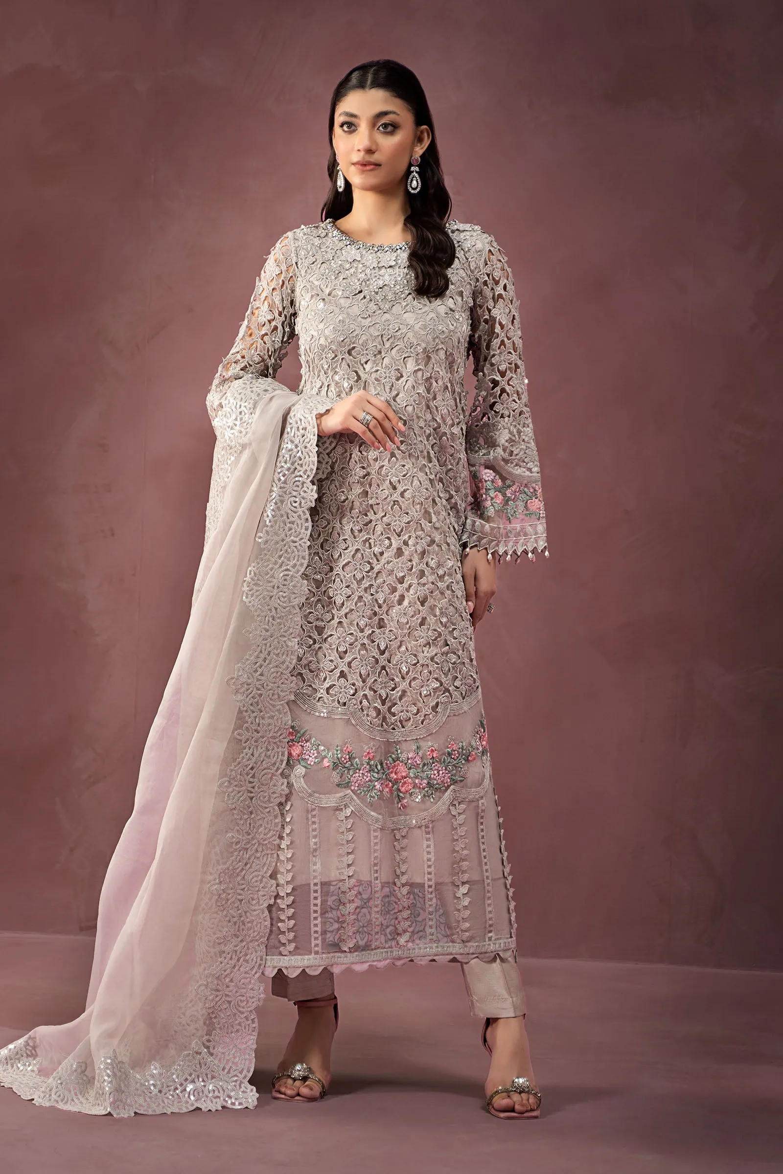 3 Piece Embroidered Organza Suit | SF-W24-69