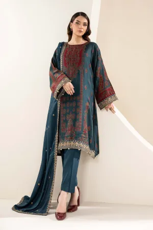 3 Piece Embroidered Woven Khadi Suit | DW-W24-107