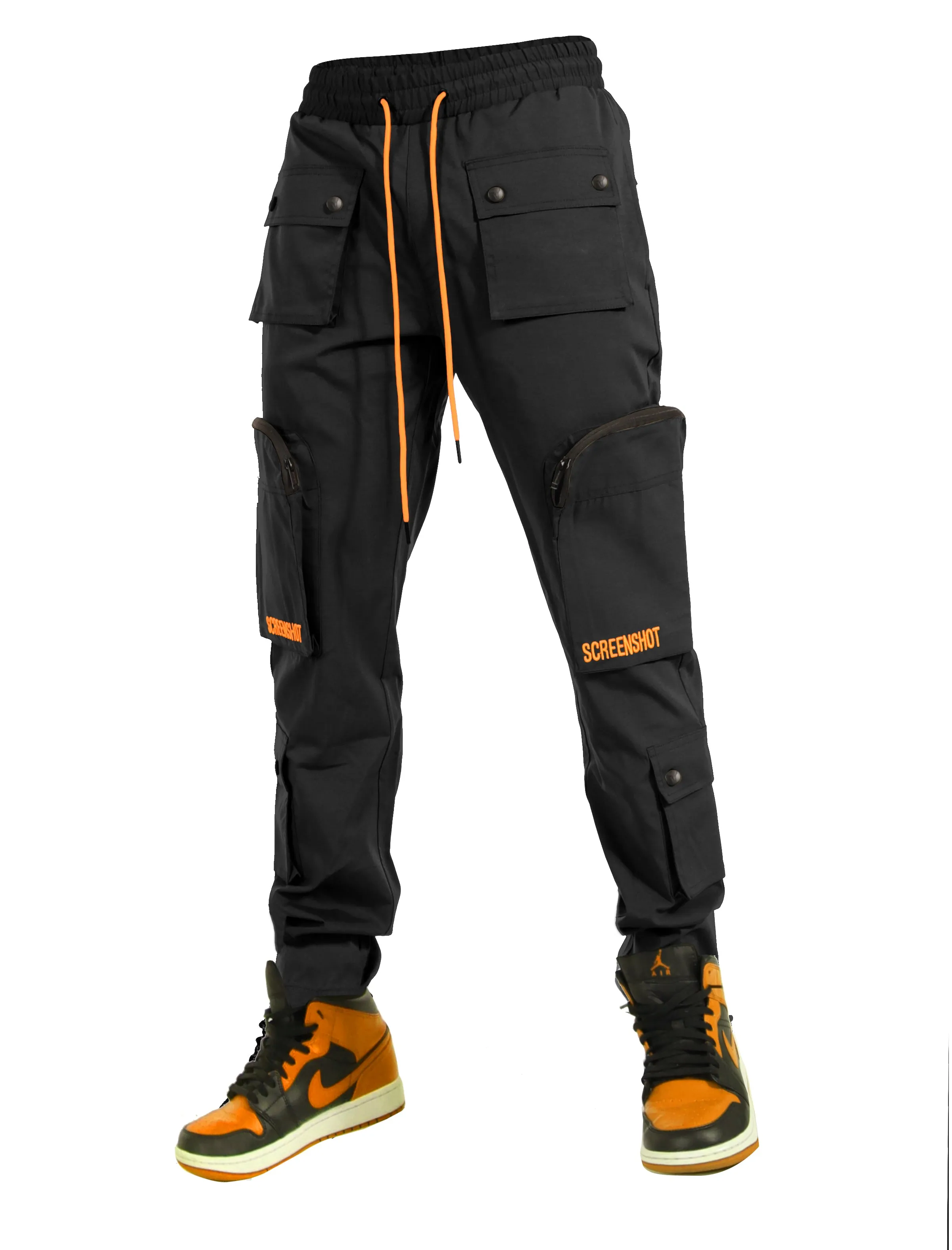 3D MULTI POCKET NYLON CARGO PANTS-P11204 (BLACK)