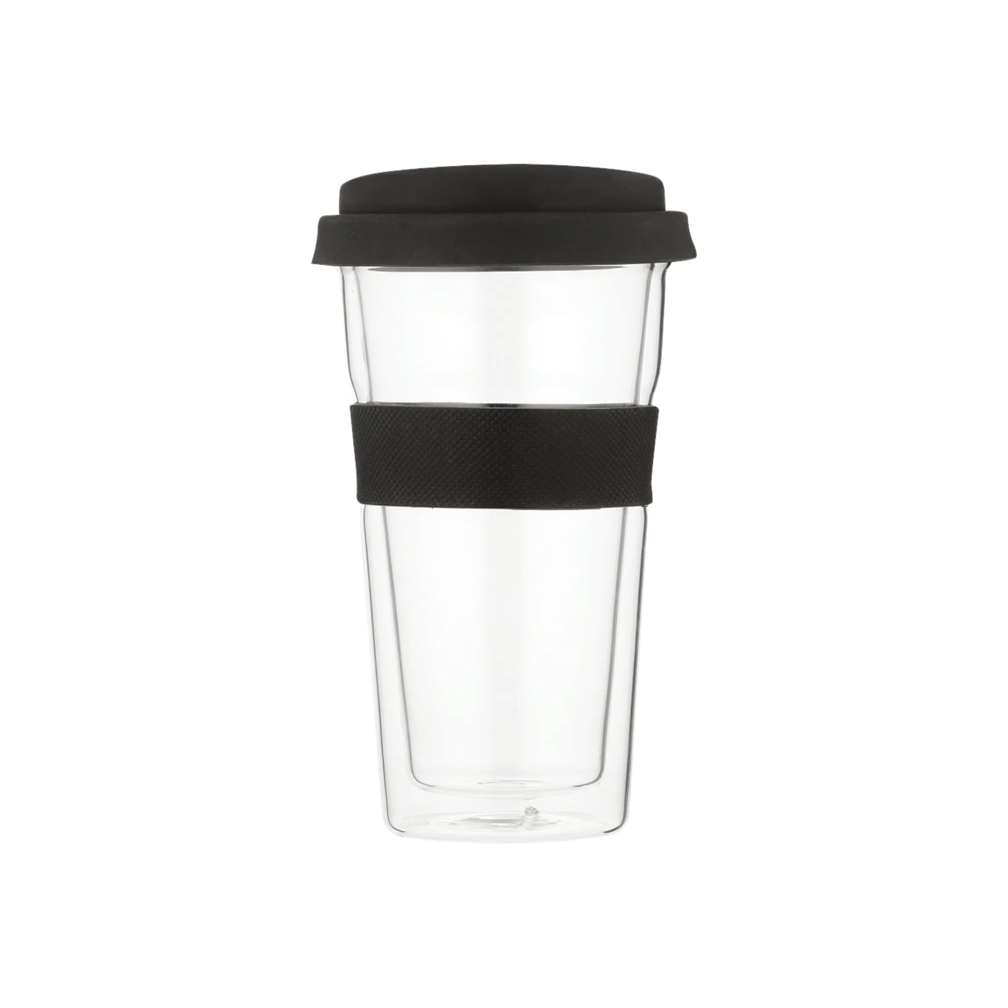 500ml Snappy Thermal Glass Tumbler Black SN-GL400BL