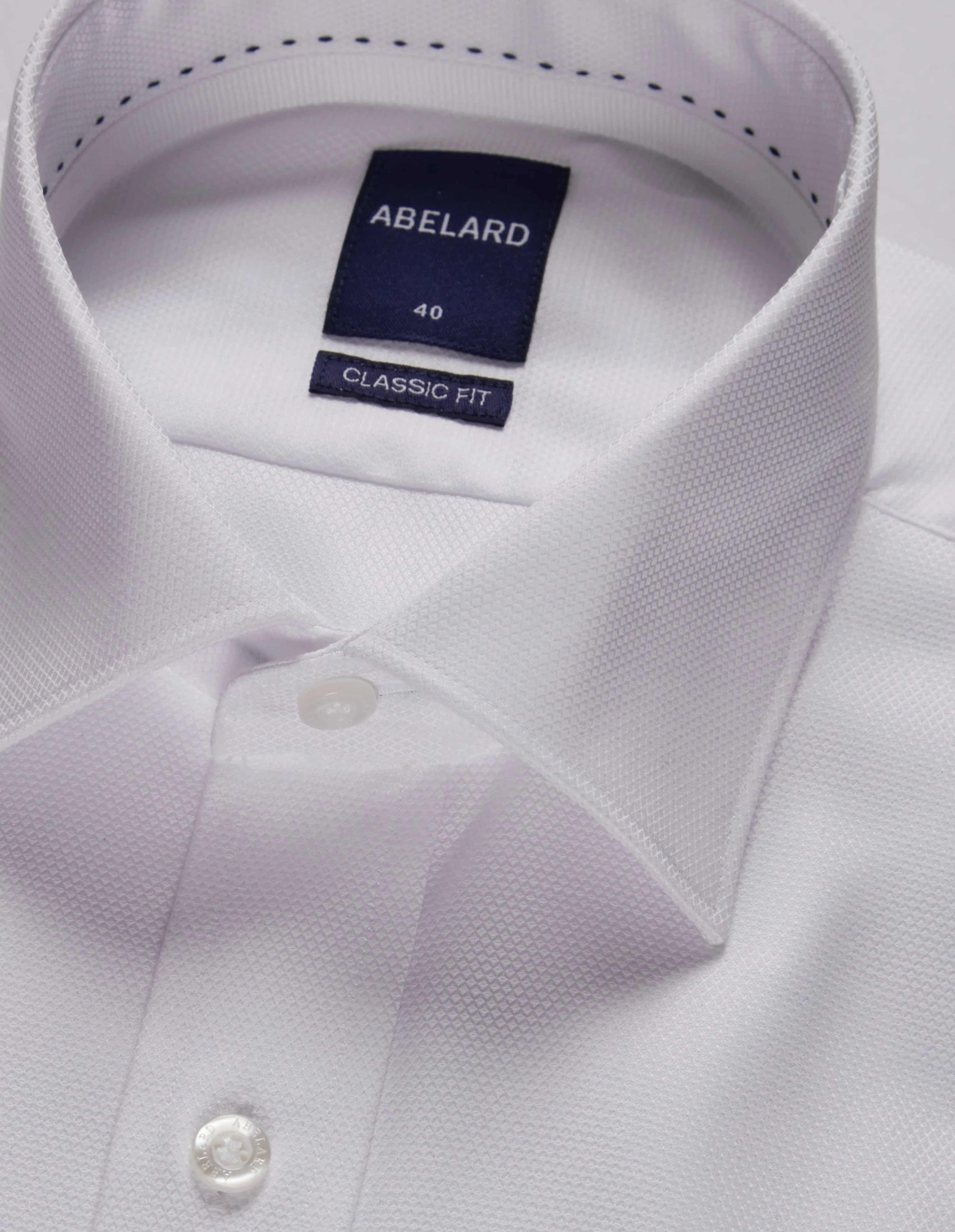 Abelard - Long Sleeve Business Shirt - Textured - White