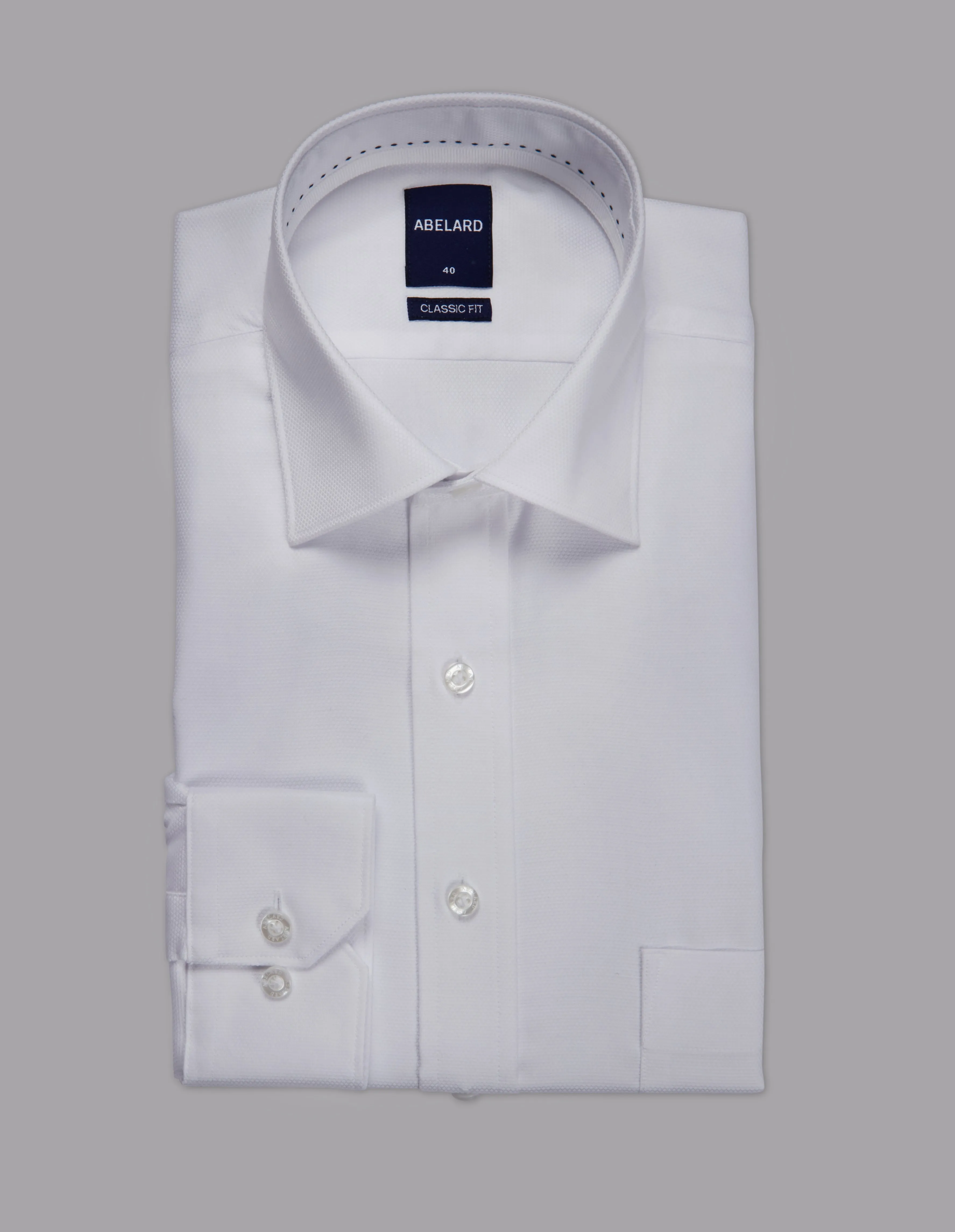 Abelard - Long Sleeve Business Shirt - Textured - White