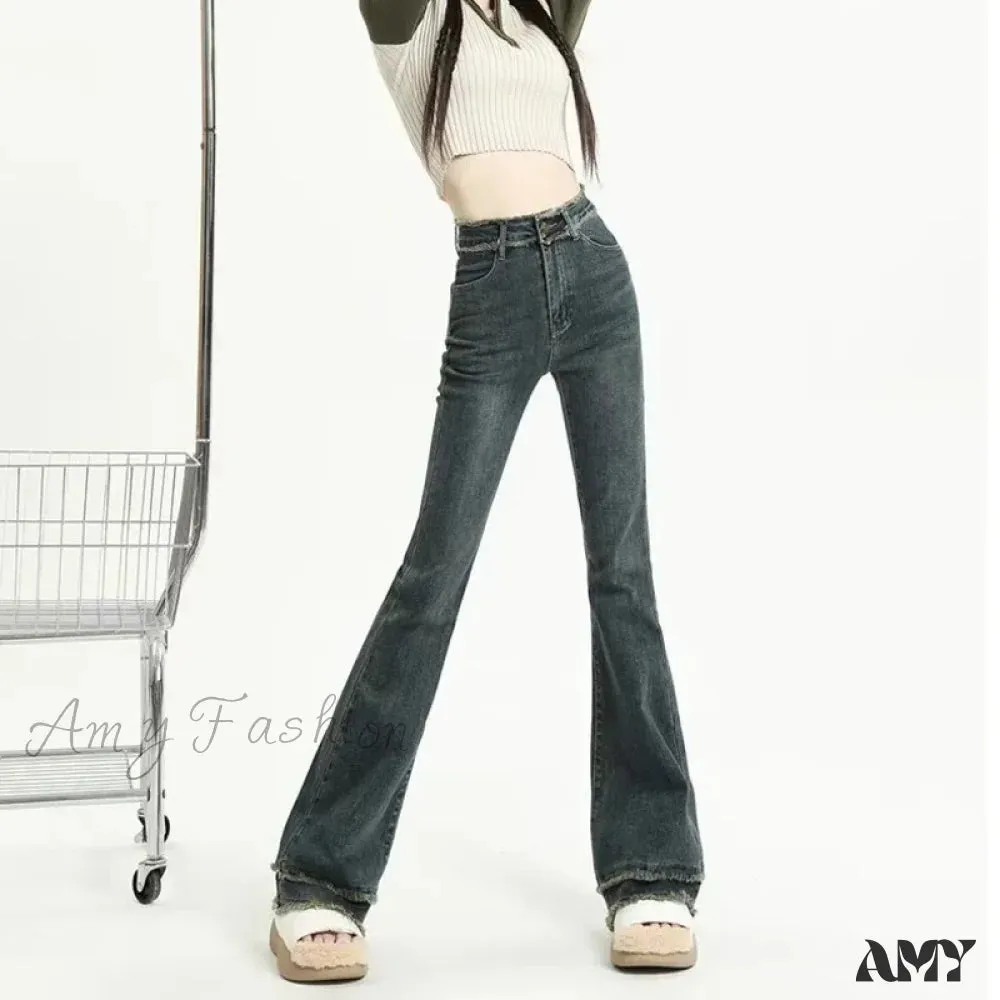 Amy Fashion - Micro Flared Minimalist Fashionable Harajuku Women's Trend Jean