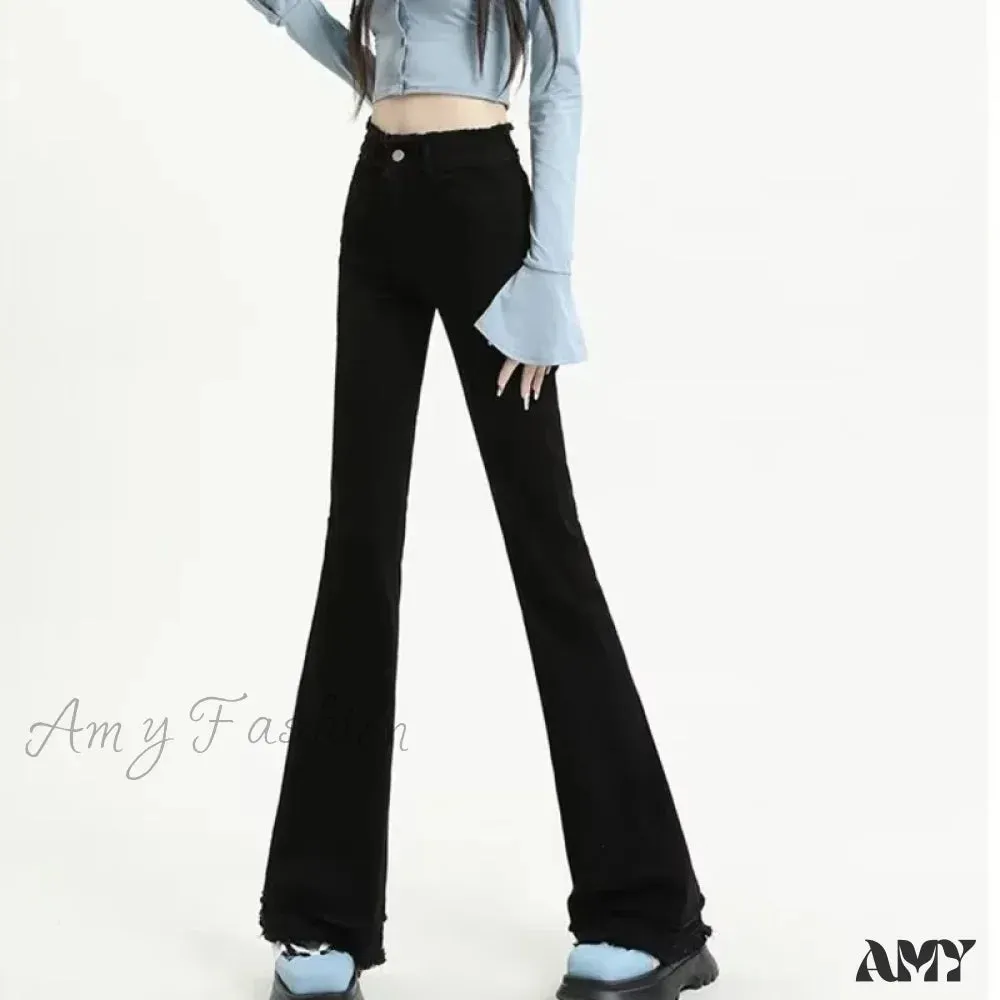 Amy Fashion - Micro Flared Minimalist Fashionable Harajuku Women's Trend Jean