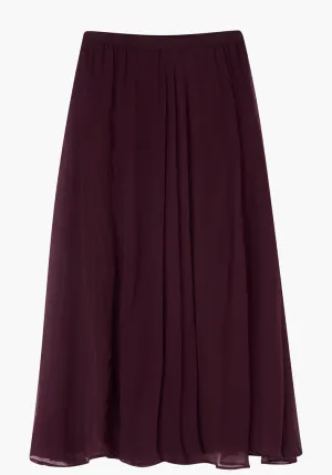 Angelica Georgette Midi Skirt In Burgundy