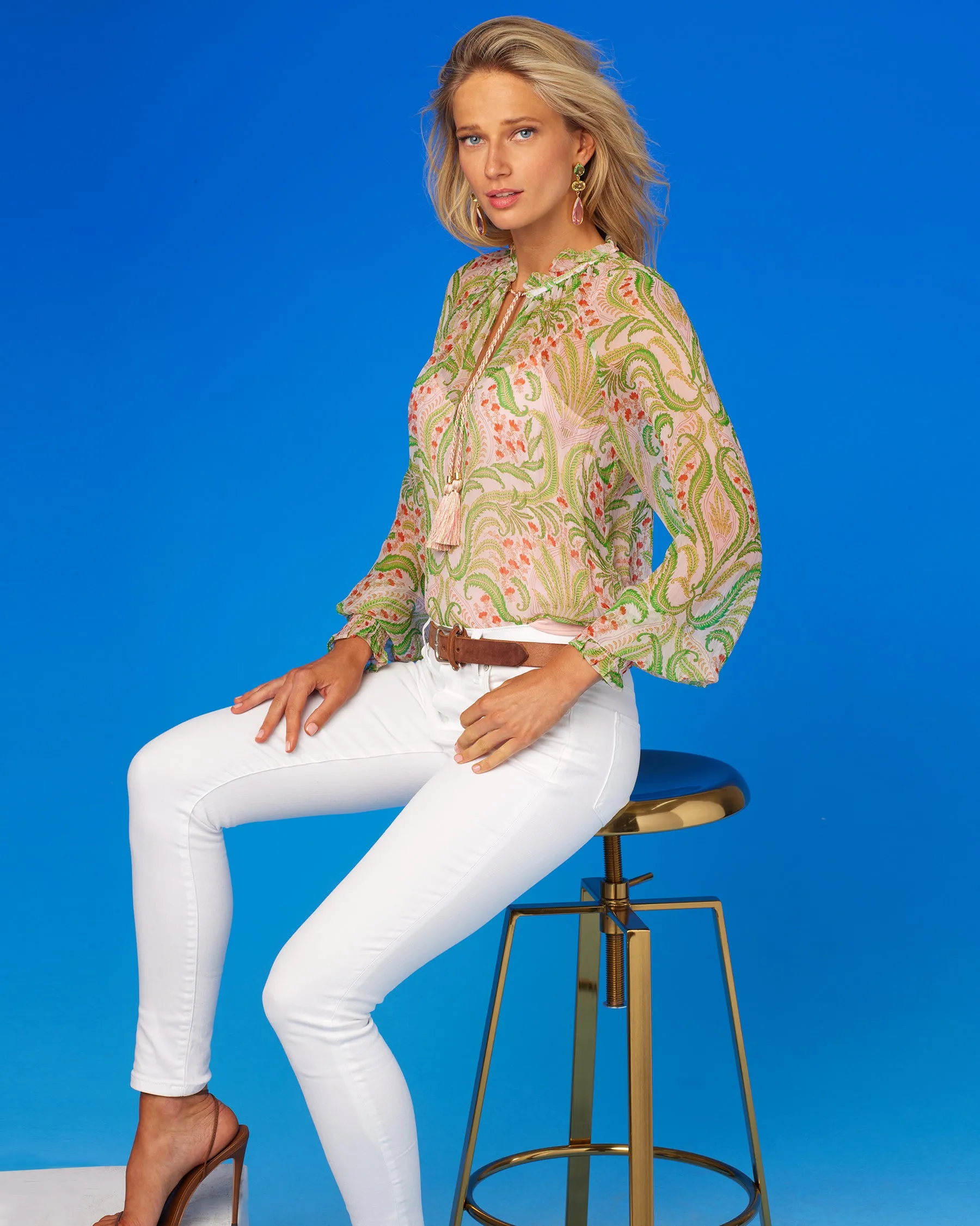 Artemisia Chiffon Blouse in Delicate Ferns