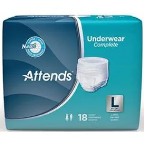 Attends Super Plus Absorbency Protective Underwear with Leakage Barriers, Large (44" to 58", 170-210 lbs) - One pkg of 18 each