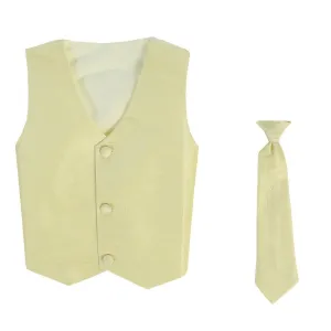 Baby Boys Yellow Poly Silk Vest Necktie Special Occasion Set 3-24M