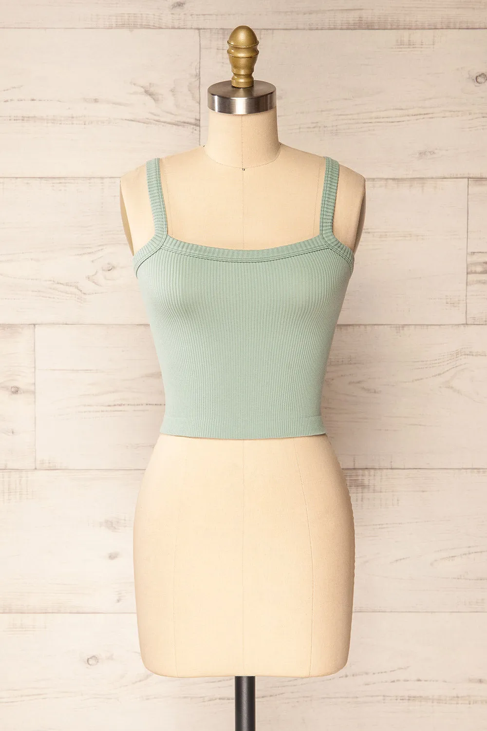 Bedarieu Sage | Cropped Ribbed Cami