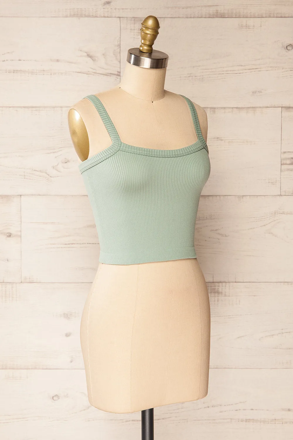 Bedarieu Sage | Cropped Ribbed Cami