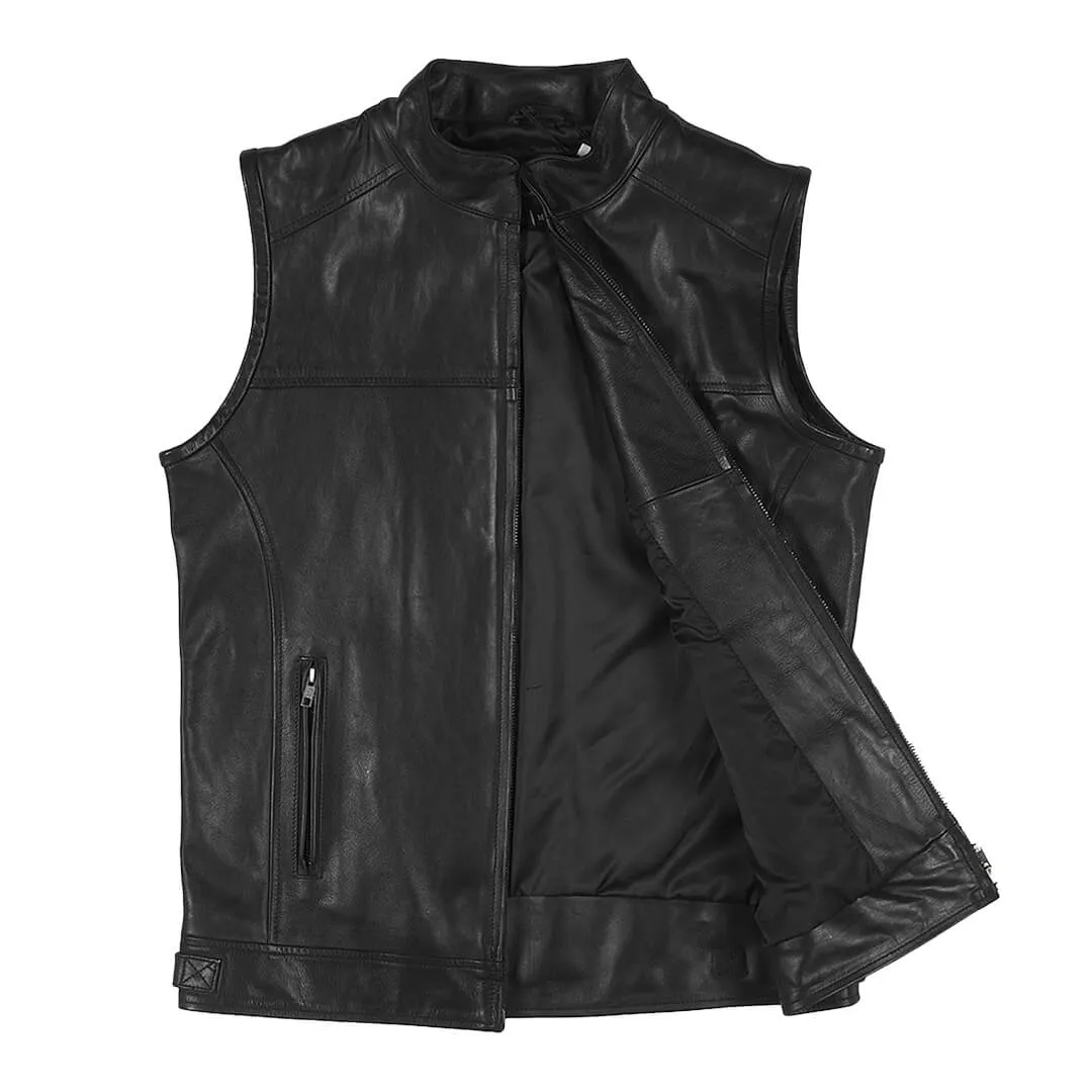 Black Leather Biker Vest