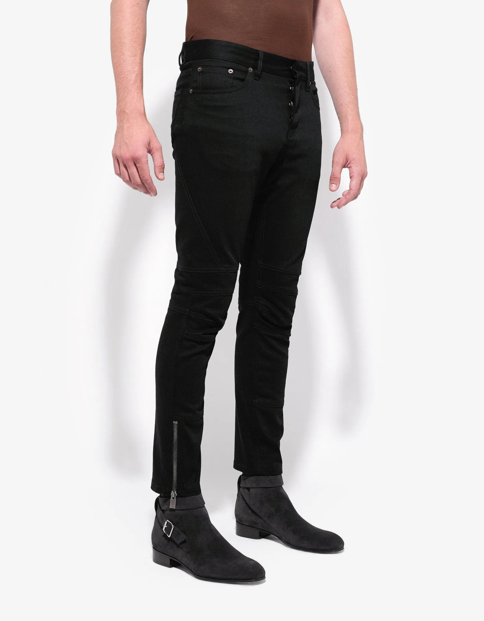 Black Motorcycle Skinny Jeans -