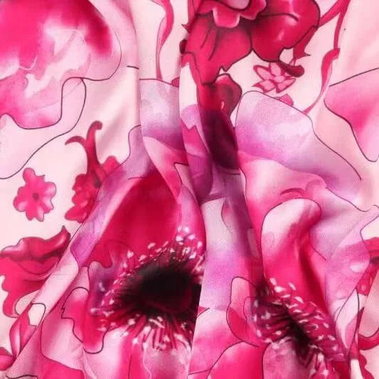 Blossom Range|Floral Power Design|Pink|Long Silk Scarf