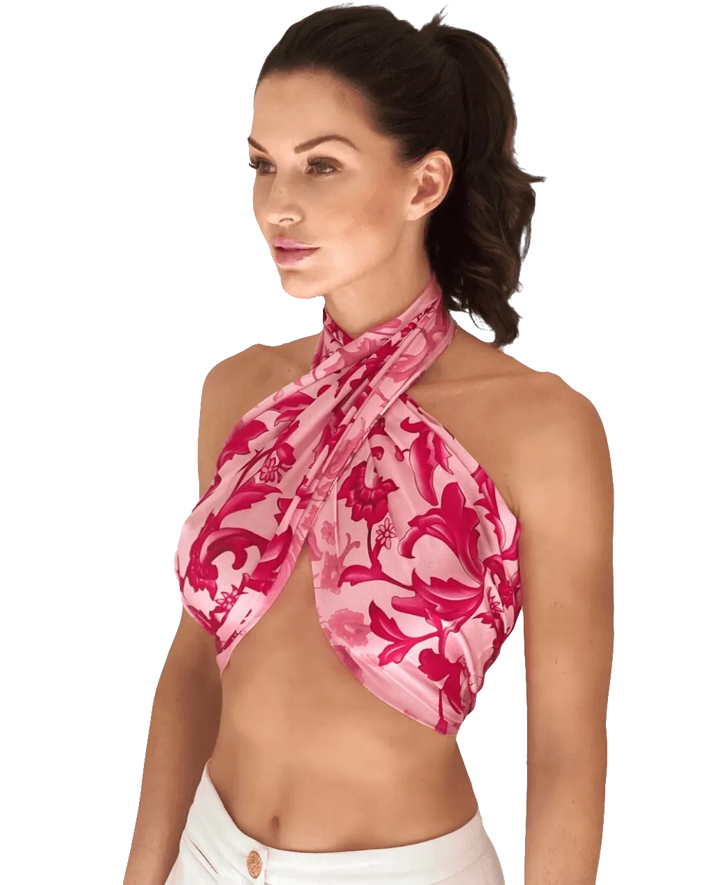 Blossom Range|Floral Power Design|Pink|Long Silk Scarf