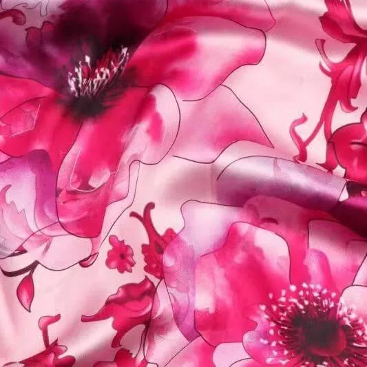 Blossom Range|Floral Power Design|Pink|Long Silk Scarf