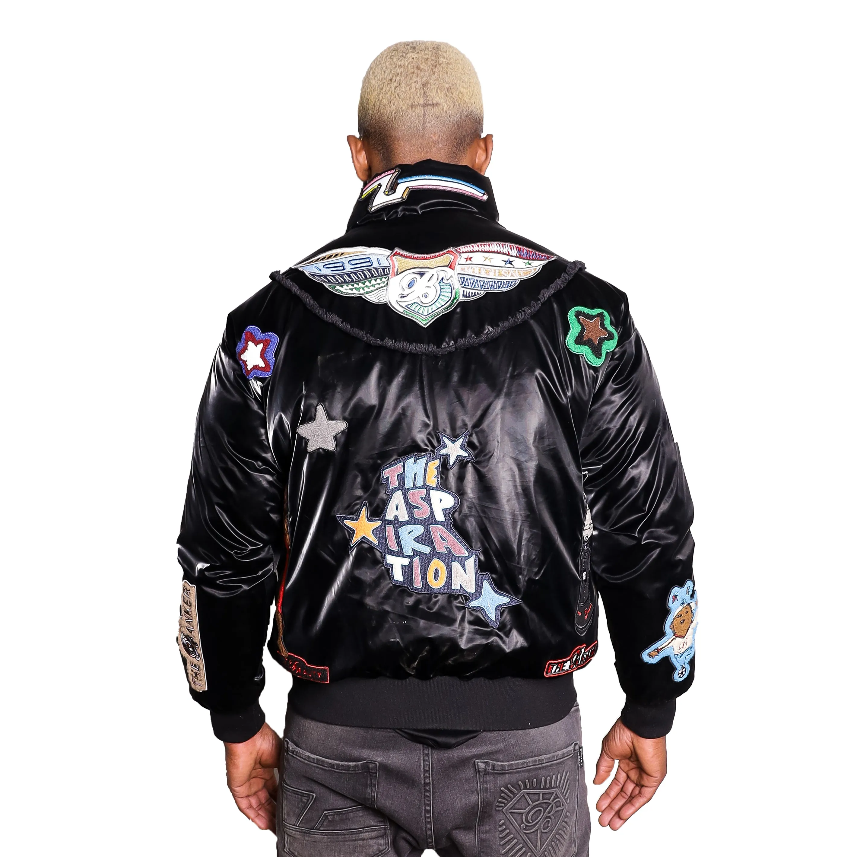 Bogart Man Graffiti Embroidered Bomber Jacket