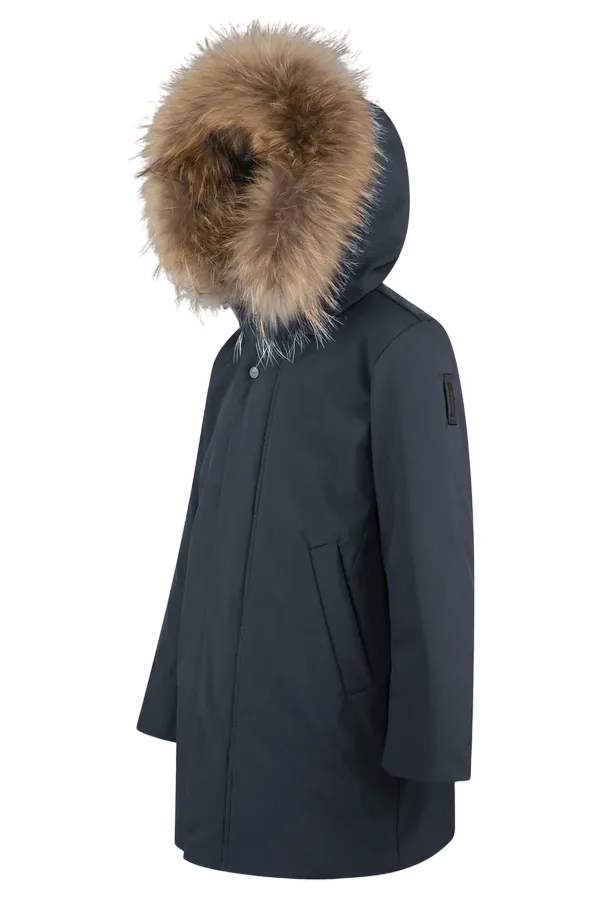 Bomboogie giubbotto parka da bambino con cappuccio e pelliccia CK094VTAC3 297 blu