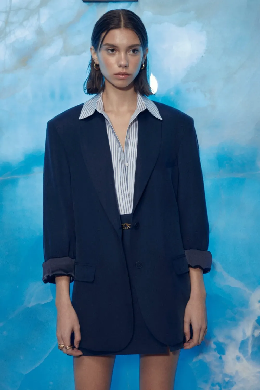 Boxy Oversize Blazer in Navy Blue