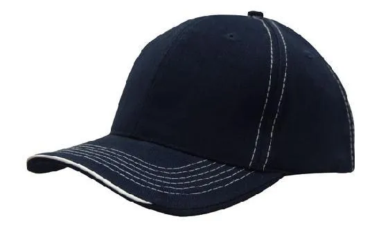 BRUSHED HEAVY COTTON CAP WITH CONTRASTING STITCHING AND OPEN LIP SANDWICH