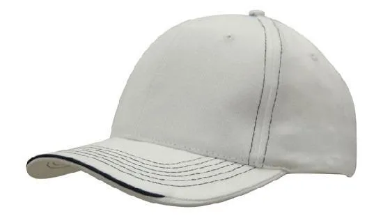 BRUSHED HEAVY COTTON CAP WITH CONTRASTING STITCHING AND OPEN LIP SANDWICH