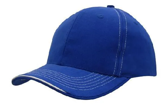 BRUSHED HEAVY COTTON CAP WITH CONTRASTING STITCHING AND OPEN LIP SANDWICH