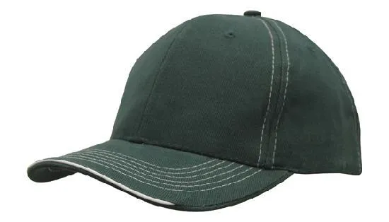 BRUSHED HEAVY COTTON CAP WITH CONTRASTING STITCHING AND OPEN LIP SANDWICH