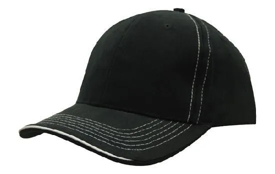 BRUSHED HEAVY COTTON CAP WITH CONTRASTING STITCHING AND OPEN LIP SANDWICH