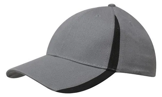 BRUSHED HEAVY COTTON CAP WITH INSERTS ON THE PEAK & CROWN