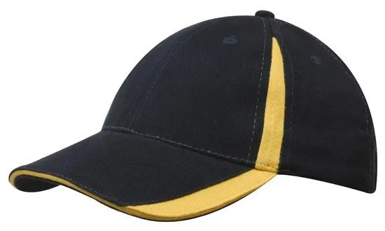 BRUSHED HEAVY COTTON CAP WITH INSERTS ON THE PEAK & CROWN