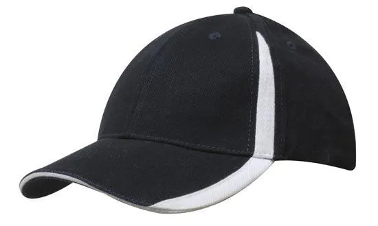 BRUSHED HEAVY COTTON CAP WITH INSERTS ON THE PEAK & CROWN