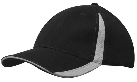 BRUSHED HEAVY COTTON CAP WITH INSERTS ON THE PEAK & CROWN