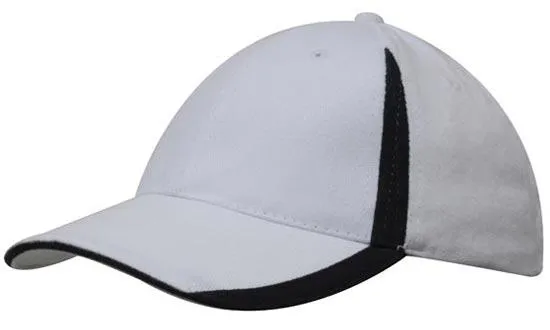 BRUSHED HEAVY COTTON CAP WITH INSERTS ON THE PEAK & CROWN