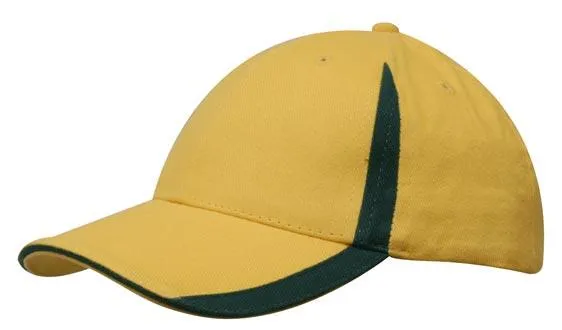 BRUSHED HEAVY COTTON CAP WITH INSERTS ON THE PEAK & CROWN