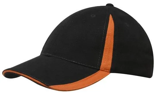 BRUSHED HEAVY COTTON CAP WITH INSERTS ON THE PEAK & CROWN