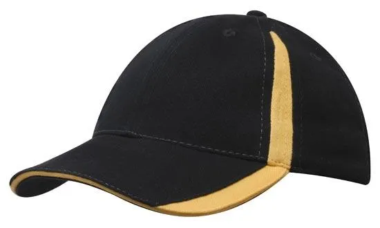 BRUSHED HEAVY COTTON CAP WITH INSERTS ON THE PEAK & CROWN