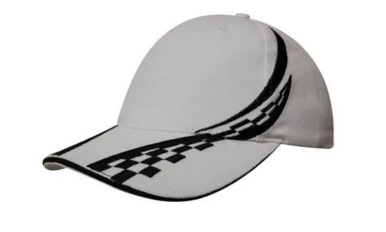 BRUSHED HEAVY COTTON CAP WITH SWIRLING CHECKS & SANDWICH