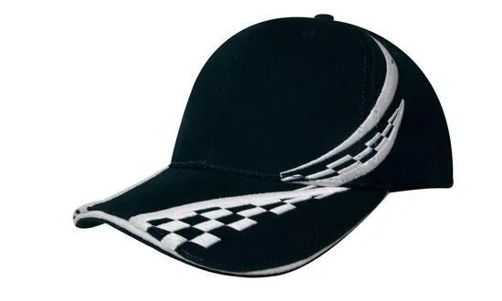 BRUSHED HEAVY COTTON CAP WITH SWIRLING CHECKS & SANDWICH